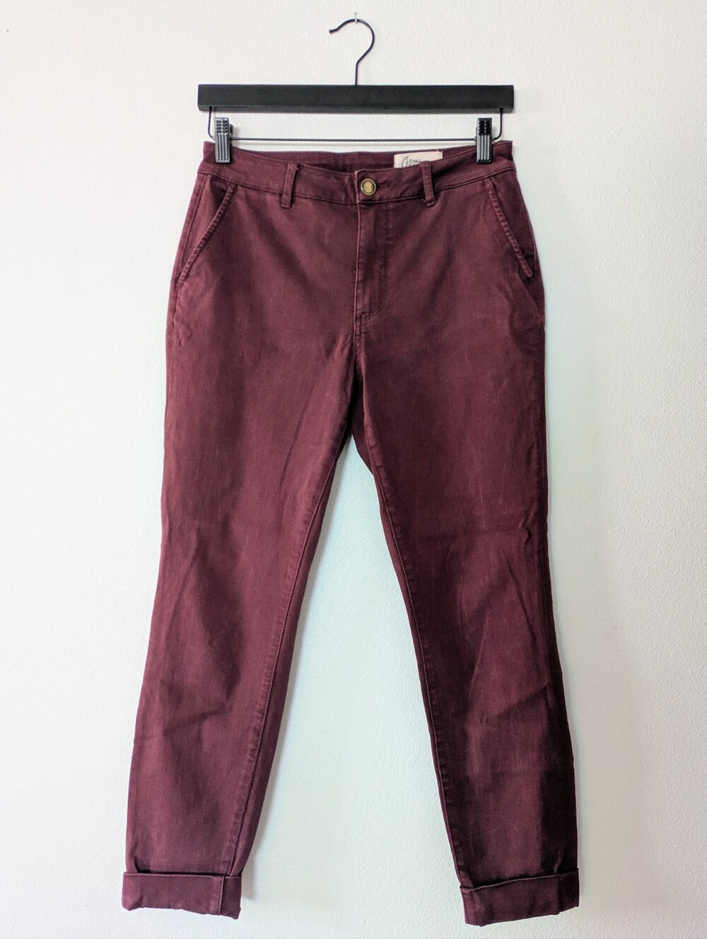 Cosmic Blue Love Callie Cuffed Skinny Pant Burgundy 28